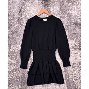 Anthropologie Dress XS Womens Sundays Black Smocked Waist Sweatshirt Tennis